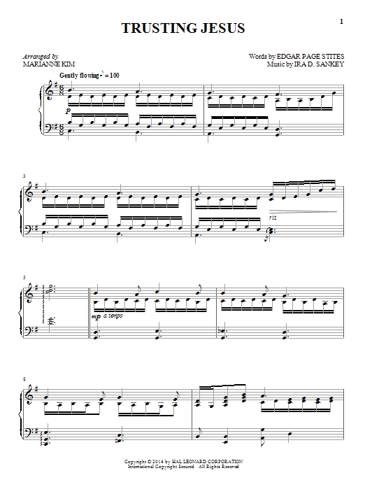 Ira D. Sankey Trusting Jesus sheet music notes and chords. Download Printable PDF.