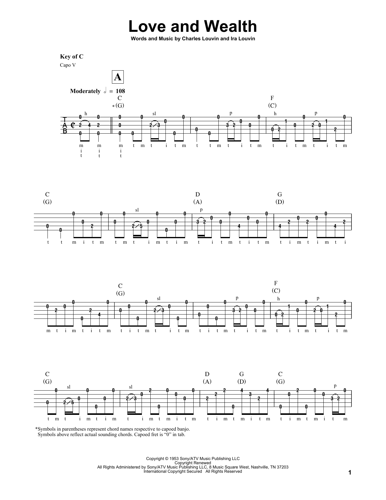 Ira Louvin Love And Wealth sheet music notes and chords. Download Printable PDF.