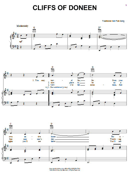 Learn to play Irish Folksong Cliffs Of Doneen sheet music for Easy Piano in minutes. Price: 6.9900$ Irish Folksong Cliffs Of Doneen sheet music notes and chords arranged for Easy Piano