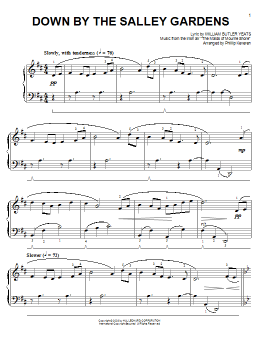 Learn to play Irish Folksong Down By The Sally Gardens sheet music for Easy Piano in minutes. Price: 6.9900$ Irish Folksong Down By The Sally Gardens sheet music notes and chords arranged for Easy Piano
