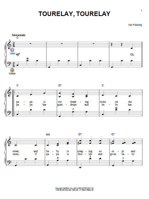 Irish Folksong Tourelay, Tourelay sheet music notes and chords. Download Printable PDF.