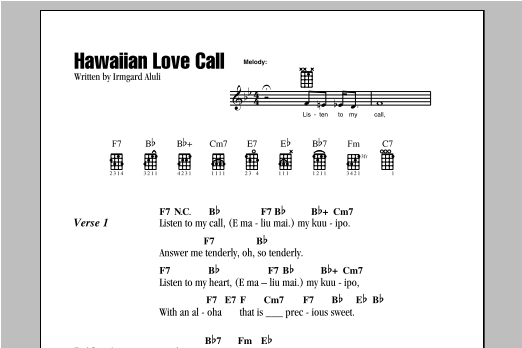 Irmgard Aluli Hawaiian Love Call sheet music notes and chords. Download Printable PDF.