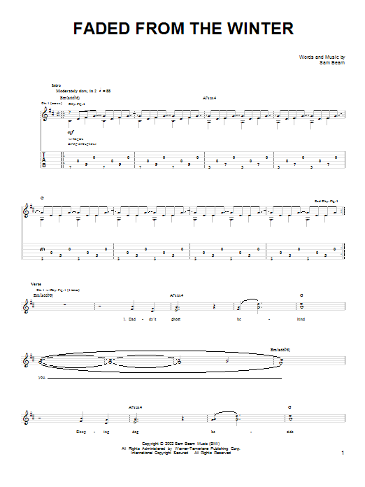 Iron Wine Faded From The Winter Sheet Music Pdf Notes Chords