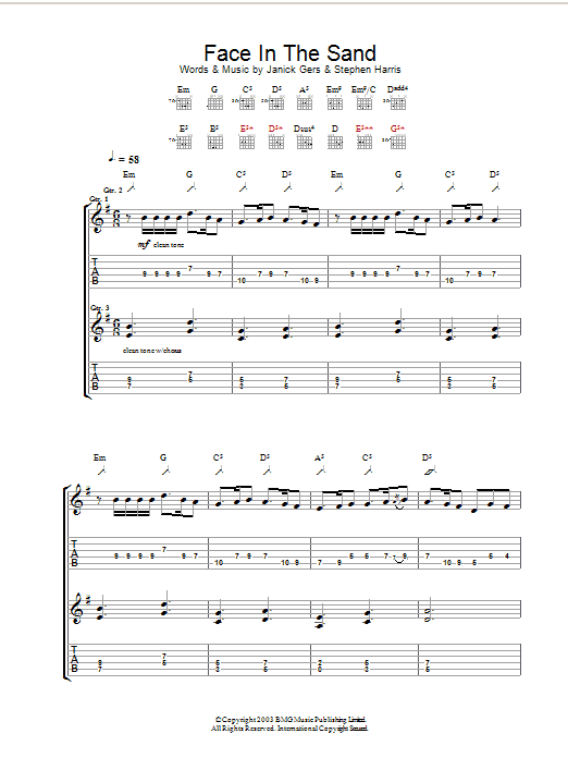 Iron Maiden Face In The Sand sheet music notes and chords. Download Printable PDF.