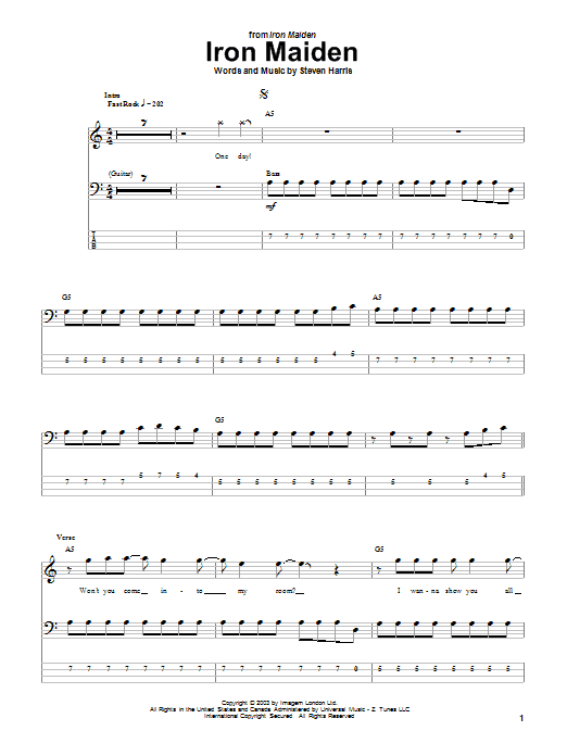 Iron Maiden Iron Maiden sheet music notes and chords. Download Printable PDF.