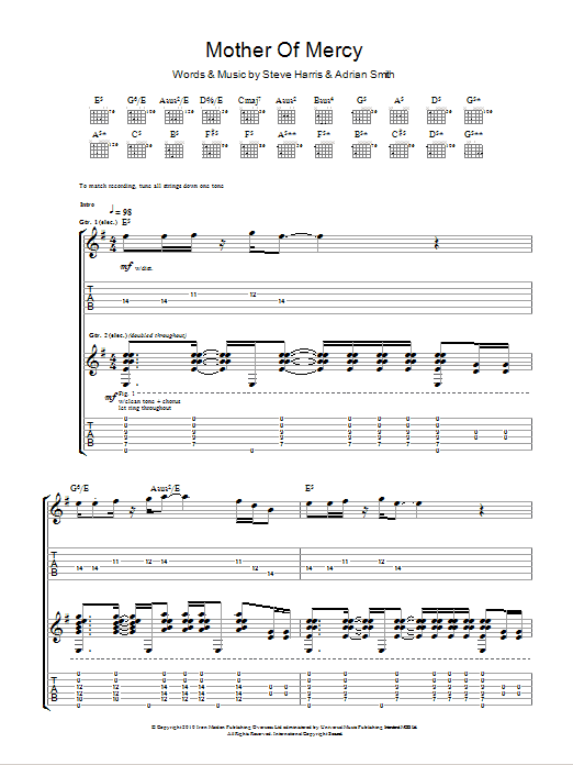 Iron Maiden Mother Of Mercy sheet music notes and chords. Download Printable PDF.