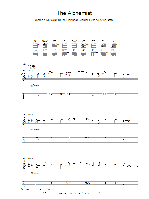 Iron Maiden The Alchemist sheet music notes and chords. Download Printable PDF.