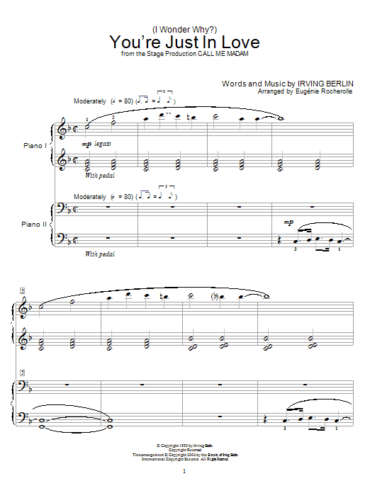 Learn to play Irving Berlin (I Wonder Why?) You're Just In Love sheet music for Lead Sheet / Fake Book in minutes. Price: 5.9900$ Irving Berlin (I Wonder Why?) You're Just In Love sheet music notes and chords arranged for Lead Sheet / Fake Book