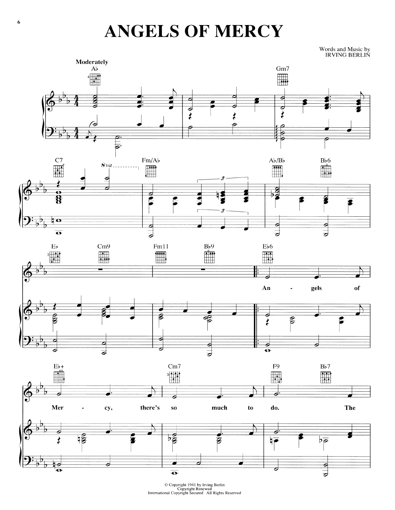 Irving Berlin Angels Of Mercy sheet music notes and chords. Download Printable PDF.