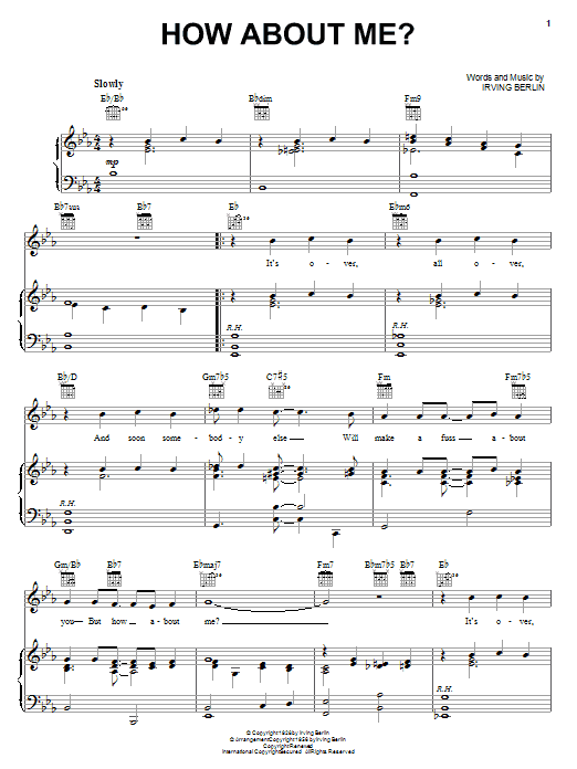 Irving Berlin How About Me Sheet Music Pdf Notes Chords Standards Score Piano Vocal Guitar Right Hand Melody Download Printable Sku 65431