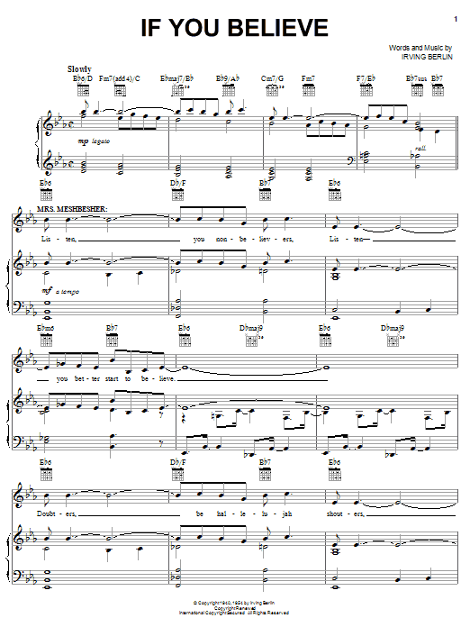 Irving Berlin If You Believe sheet music notes and chords. Download Printable PDF.