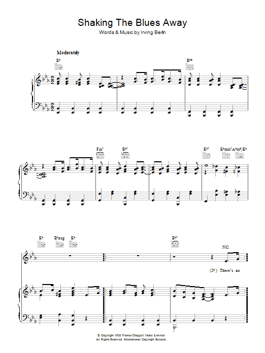 Learn to play Irving Berlin Shaking The Blues Away sheet music for Piano, Vocal & Guitar (Right-Hand Melody) in minutes. Price: 7.9900$ Irving Berlin Shaking The Blues Away sheet music notes and chords. Download Printable PDF.