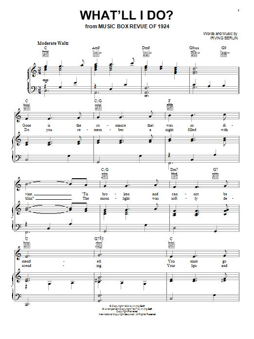 Learn to play Irving Berlin What'll I Do? sheet music for Alto Sax Solo in minutes. Price: 6.9900$ Irving Berlin What'll I Do? sheet music notes and chords arranged for Alto Sax Solo