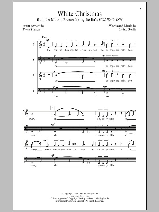 Learn to play Irving Berlin White Christmas (arr. Deke Sharon) sheet music for TTBB Choir in minutes. Price: 3.9900$ Irving Berlin White Christmas (arr. Deke Sharon) sheet music notes and chords arranged for TTBB Choir