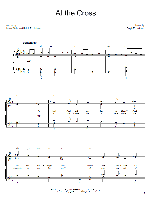 Ralph E. Hudson At The Cross sheet music notes and chords. Download Printable PDF.