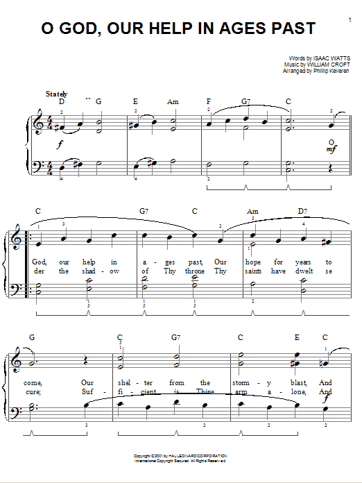 William Croft O God, Our Help In Ages Past sheet music notes and chords. Download Printable PDF.