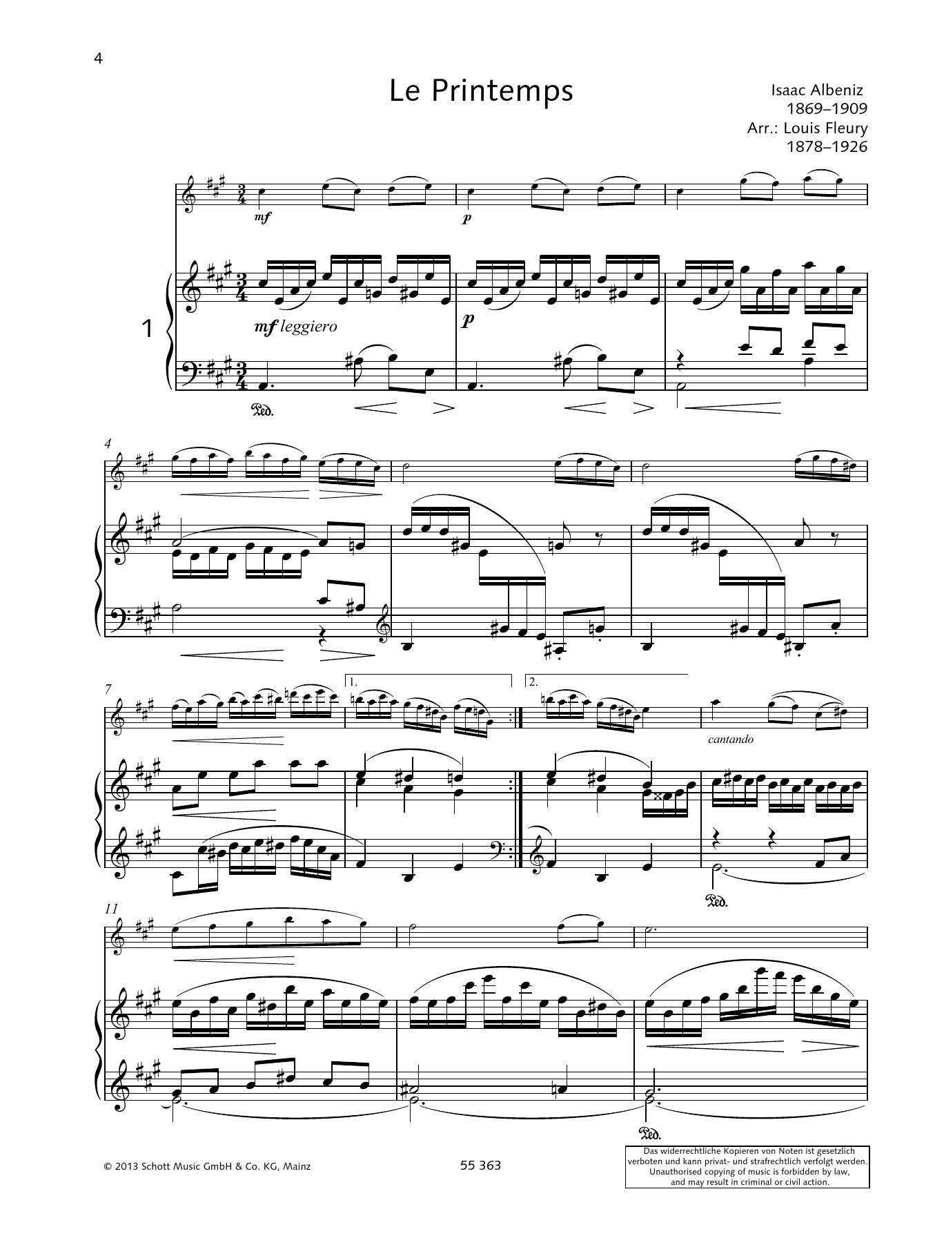 Isaac Albéniz Le Printemps sheet music notes and chords. Download Printable PDF.