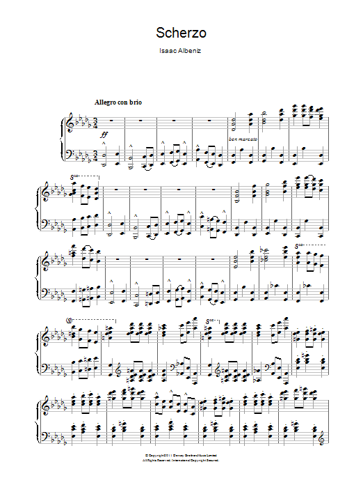 Isaac Albeniz Scherzo sheet music notes and chords. Download Printable PDF.