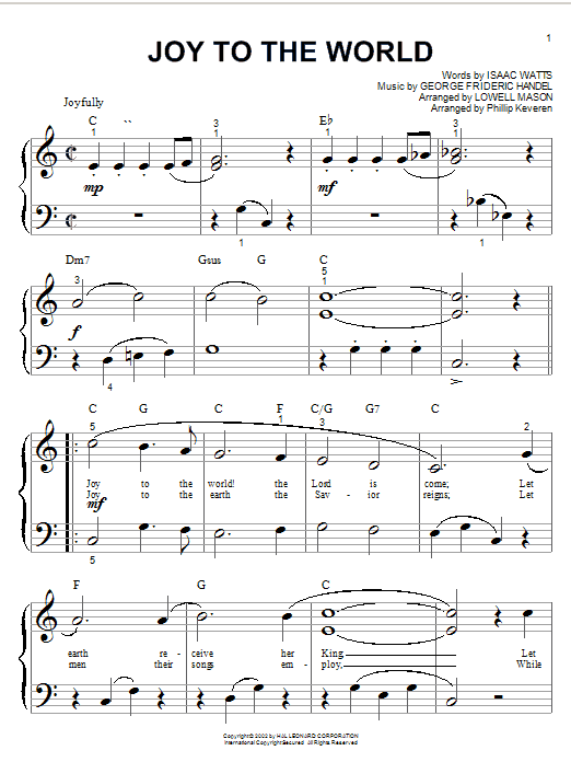 Learn to play Isaac Watts Joy To The World sheet music for Beginning Piano Solo in minutes. Price: 6.9900$ Isaac Watts Joy To The World sheet music notes and chords arranged for Beginning Piano Solo