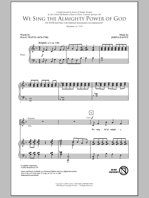 Learn to play Isaac Watts We Sing The Almighty Power Of God sheet music for SATB Choir in minutes. Price: 3.9900$ Isaac Watts We Sing The Almighty Power Of God sheet music notes and chords arranged for SATB Choir