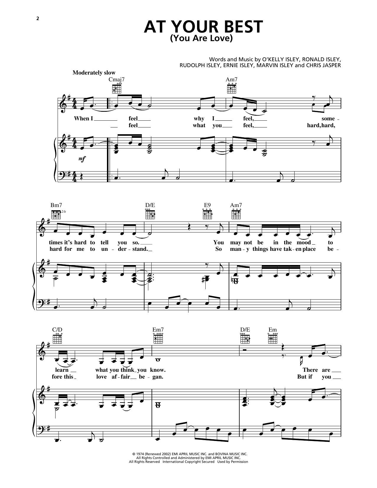 Isley brothers at your best you are love sheet music pdf notes