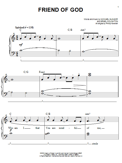 Israel Houghton Friend Of God sheet music notes and chords. Download Printable PDF.