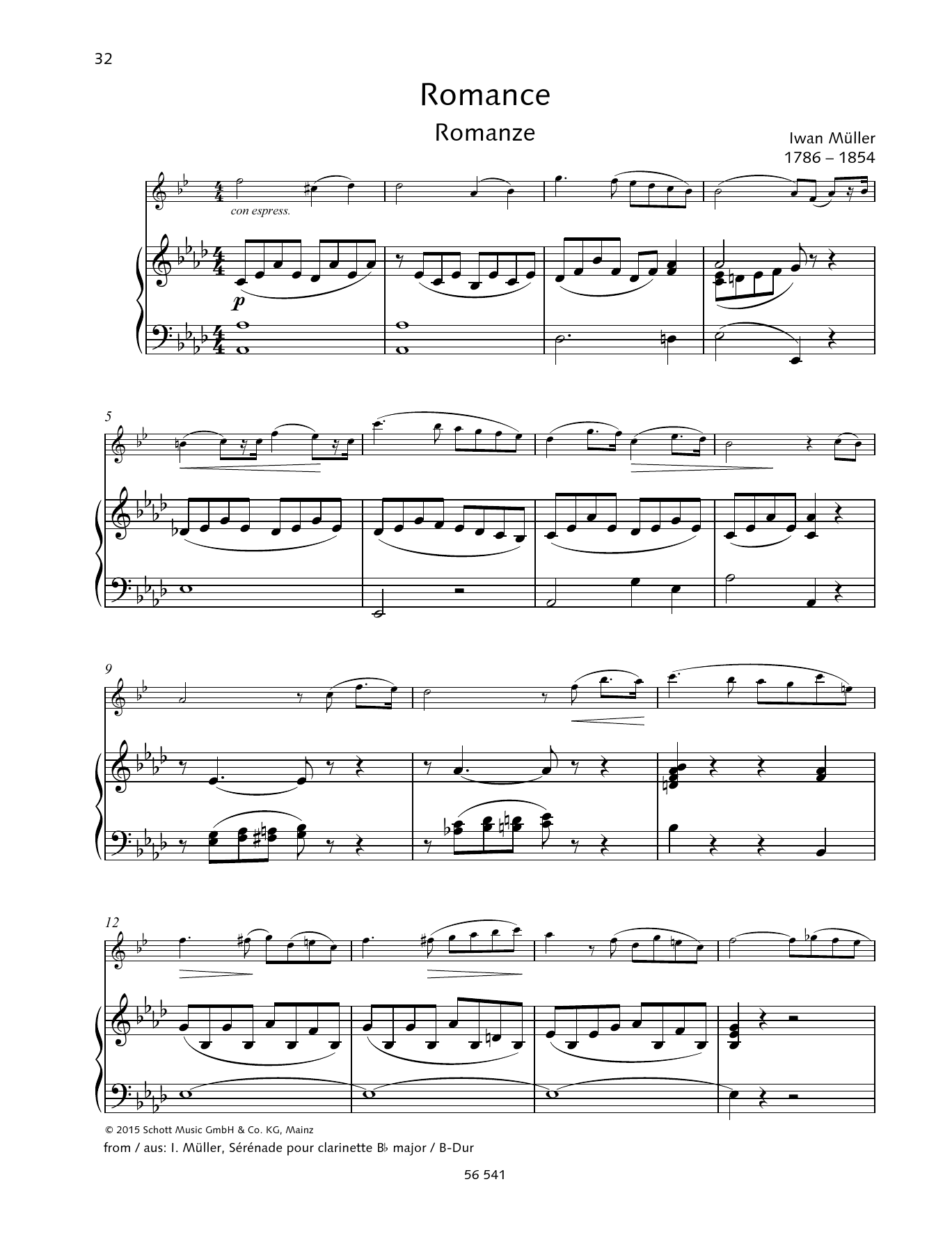 Iwan Müller Romance sheet music notes and chords. Download Printable PDF.