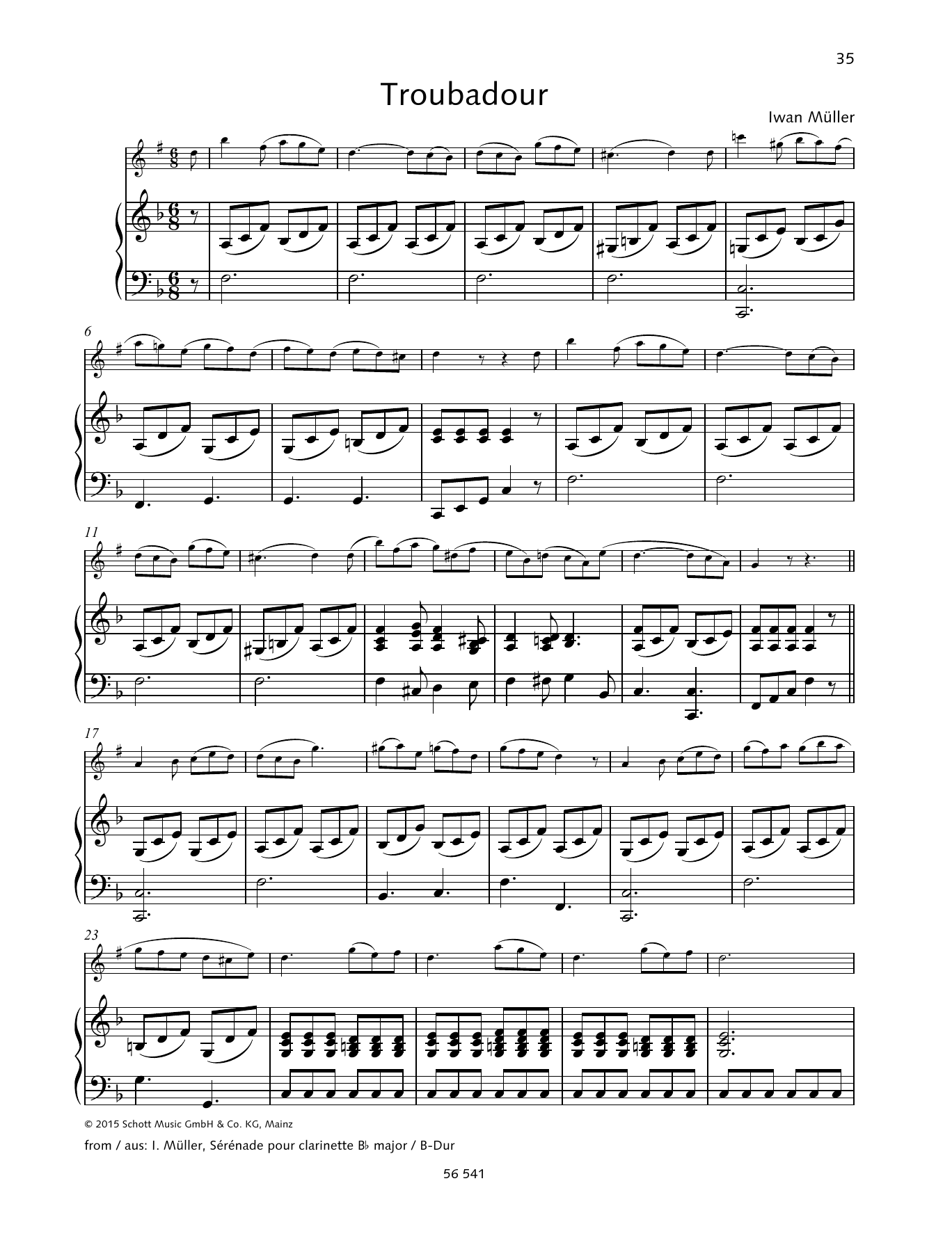 Iwan Müller Troubadour sheet music notes and chords. Download Printable PDF.