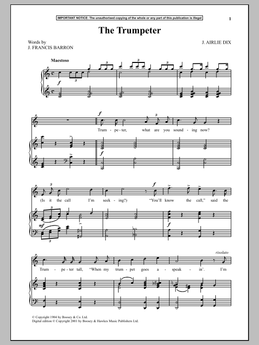 J. Airlie Dix The Trumpeter sheet music notes and chords. Download Printable PDF.