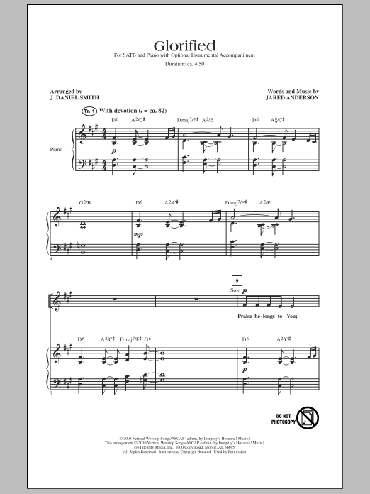 J. Daniel Smith Glorified sheet music notes and chords. Download Printable PDF.