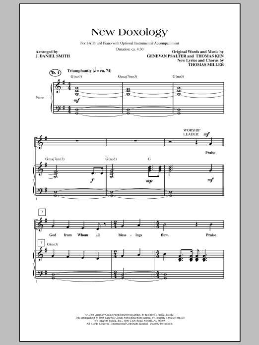 J. Daniel Smith New Doxology sheet music notes and chords. Download Printable PDF.