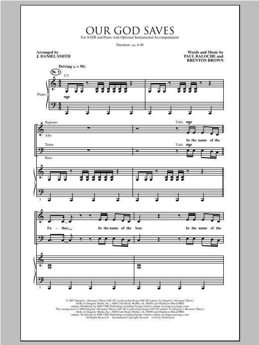 Learn to play J. Daniel Smith Our God Saves sheet music for SATB Choir in minutes. Price: 3.9900$ J. Daniel Smith Our God Saves sheet music notes and chords arranged for SATB Choir