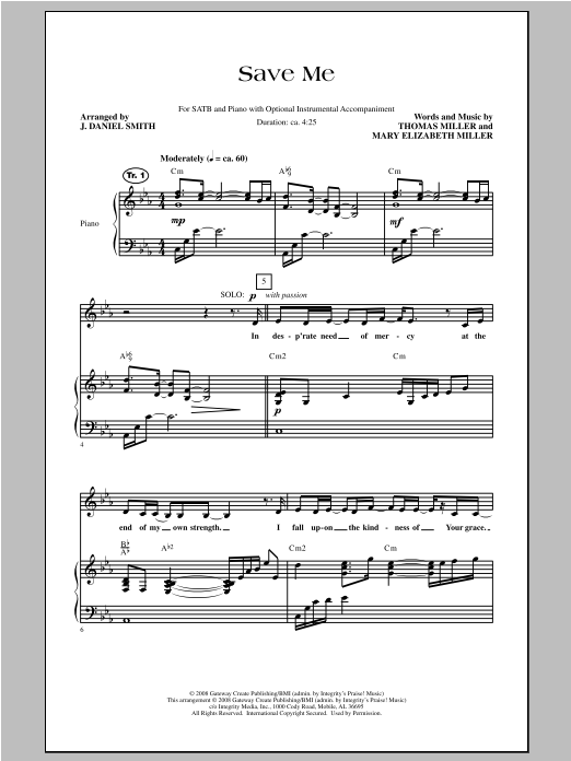 J. Daniel Smith Save Me sheet music notes and chords. Download Printable PDF.