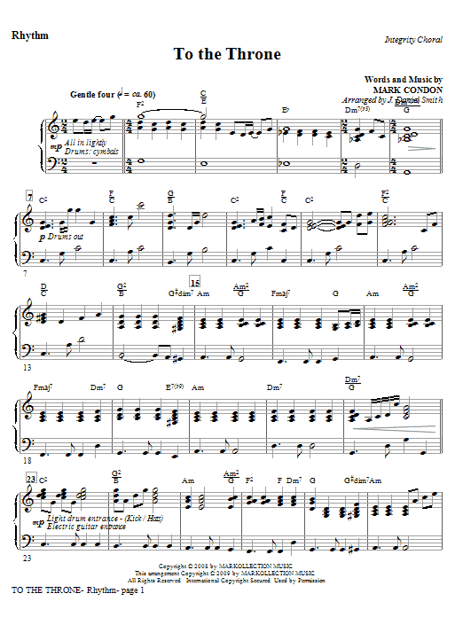 J. Daniel Smith To The Throne - Violin 1 sheet music notes and chords arranged for Choir Instrumental Pak