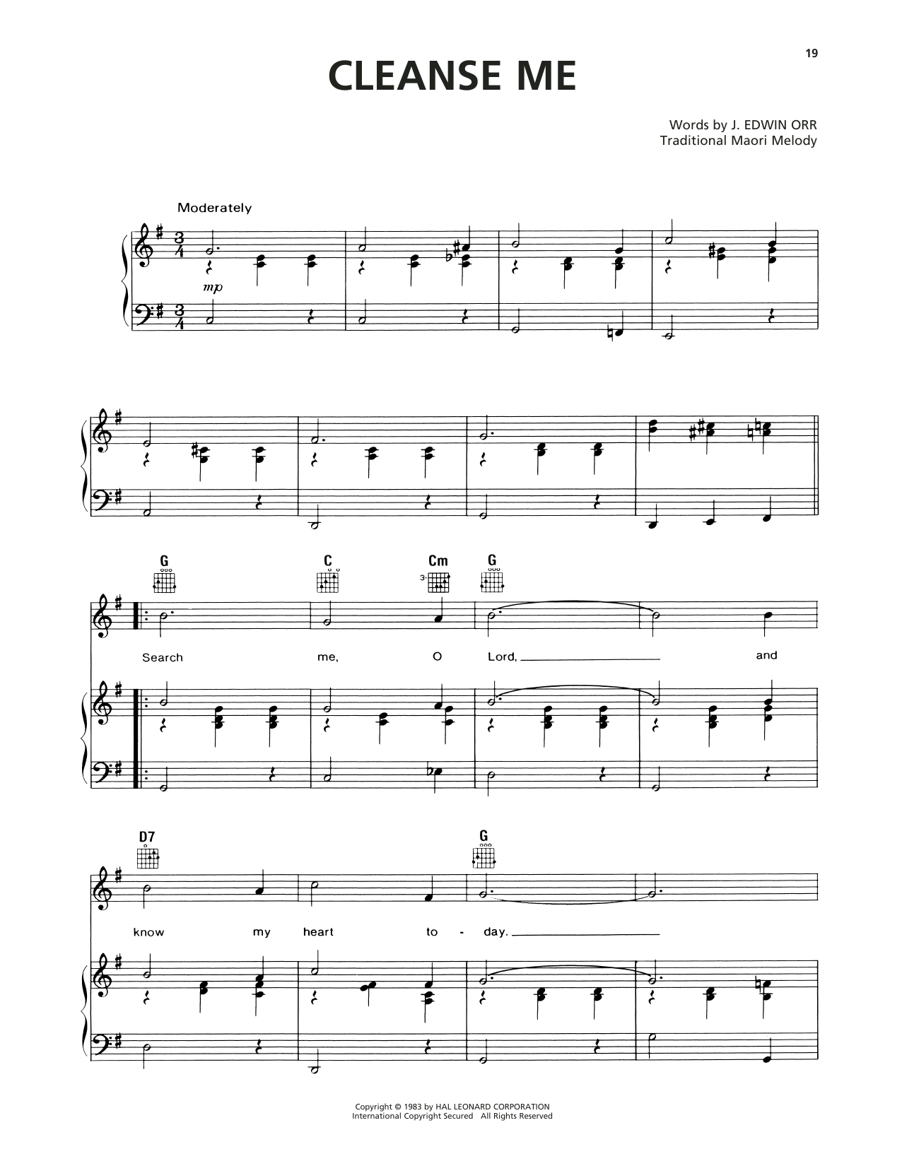 Learn to play J. Edwin Orr Cleanse Me (Search Me, O God) sheet music for Piano, Vocal & Guitar Chords (Right-Hand Melody) in minutes. Price: 6.9900$ J. Edwin Orr Cleanse Me (Search Me, O God) sheet music notes and chords arranged for Piano, Vocal & Guitar Chords (Right-Hand Melody)