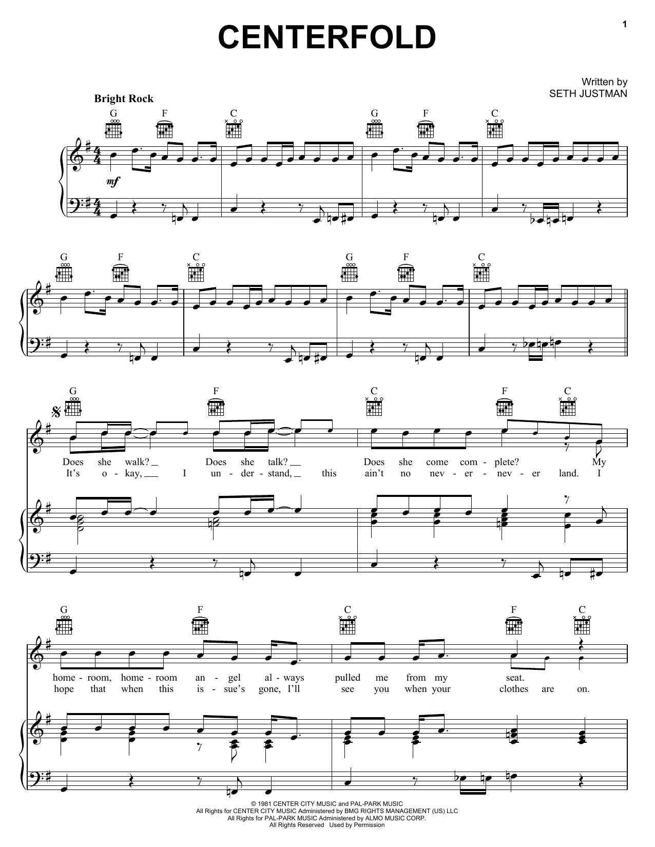 J. Geils Band Centerfold sheet music notes and chords. Download Printable PDF.