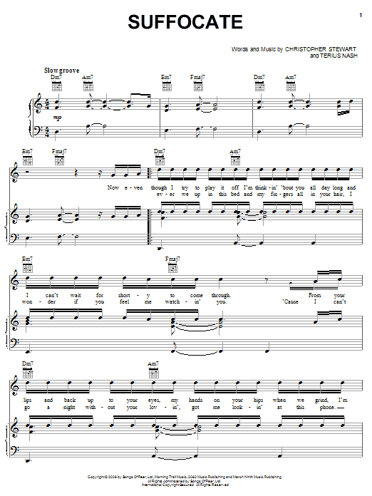 J. Holiday Suffocate sheet music notes and chords. Download Printable PDF.