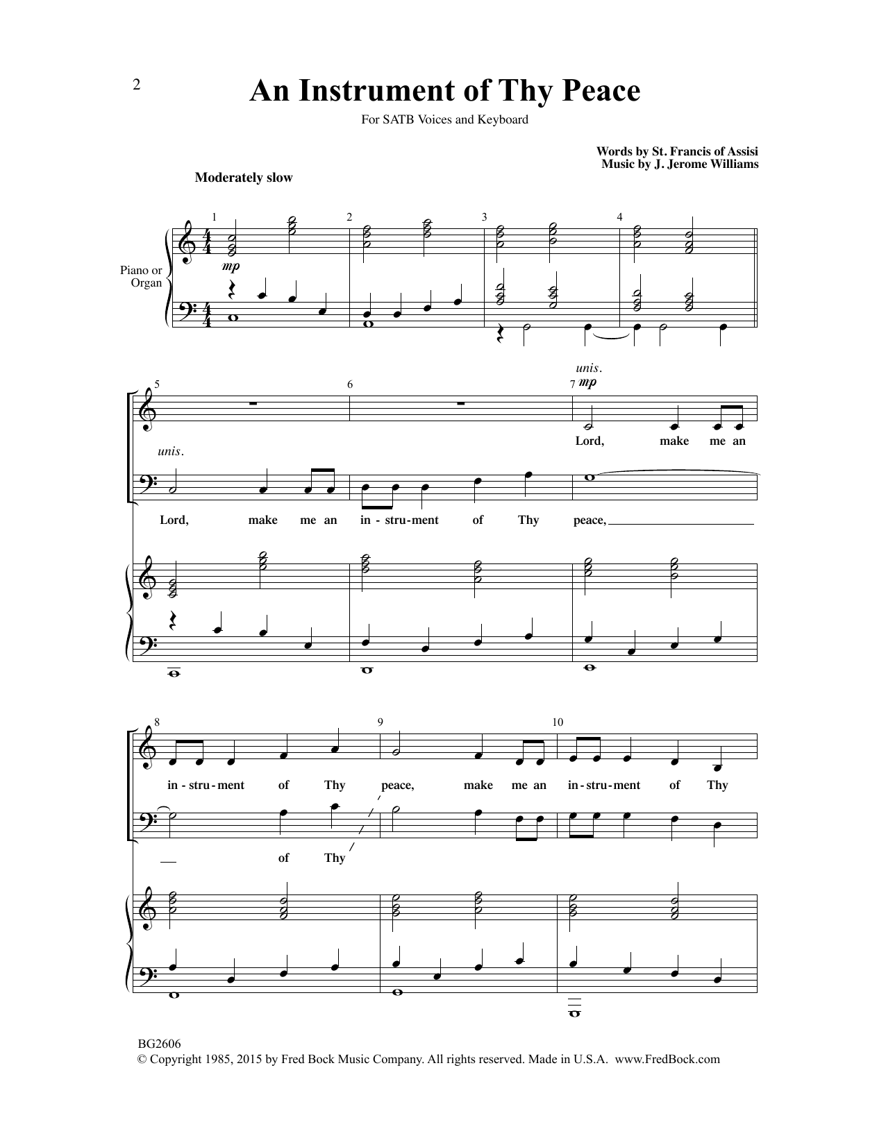 Learn to play J. Jerome Williams An Instrument Of Thy Peace sheet music for SATB Choir in minutes. Price: 3.9900$ J. Jerome Williams An Instrument Of Thy Peace sheet music notes and chords arranged for SATB Choir