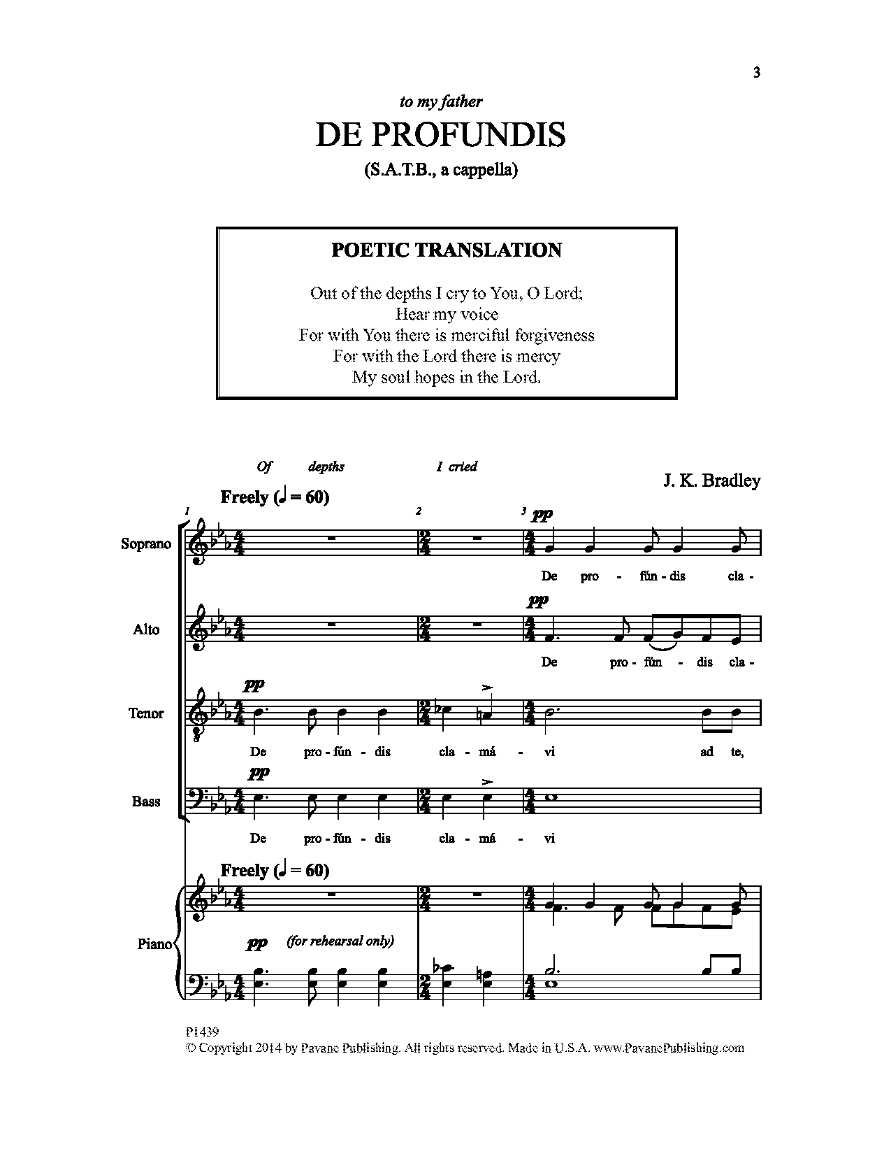 Learn to play J. K. Bradley De Profundis sheet music for Choir in minutes. J. K. Bradley De Profundis sheet music notes and chords. Download Printable PDF.