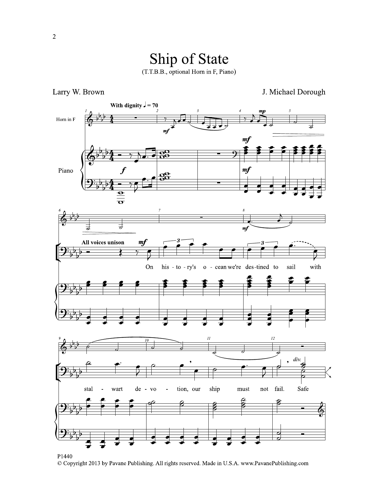 Learn to play J. Michael Dorough Ship of State sheet music for TTBB Choir in minutes. Price: 3.9900$ J. Michael Dorough Ship of State sheet music notes and chords arranged for TTBB Choir
