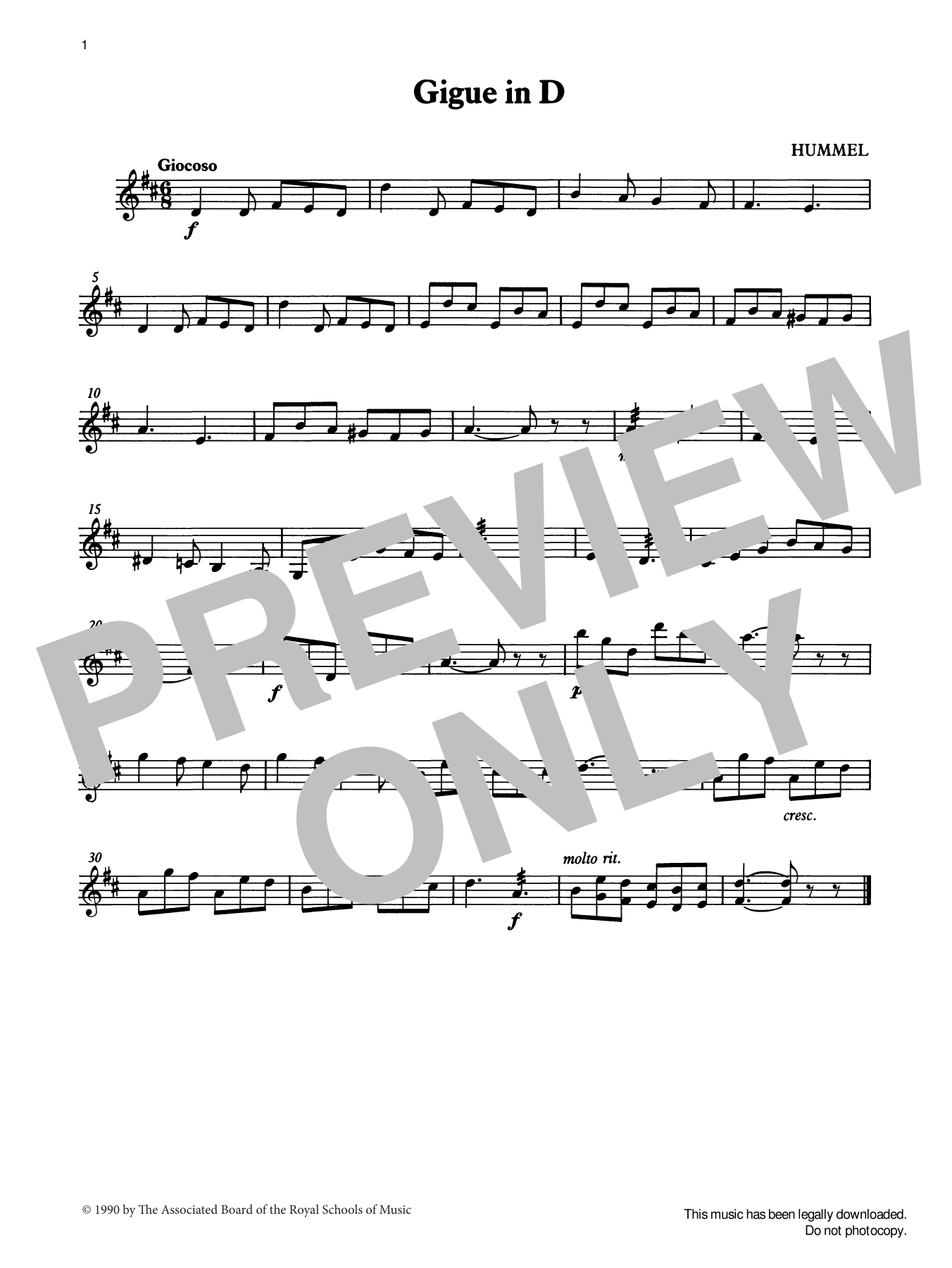 Learn to play J. N. Hummel Gigue in D from Graded Music for Tuned Percussion, Book II sheet music for Percussion Solo in minutes. Price: 4.4900$ J. N. Hummel Gigue in D from Graded Music for Tuned Percussion, Book II sheet music notes and chords arranged for Percussion Solo