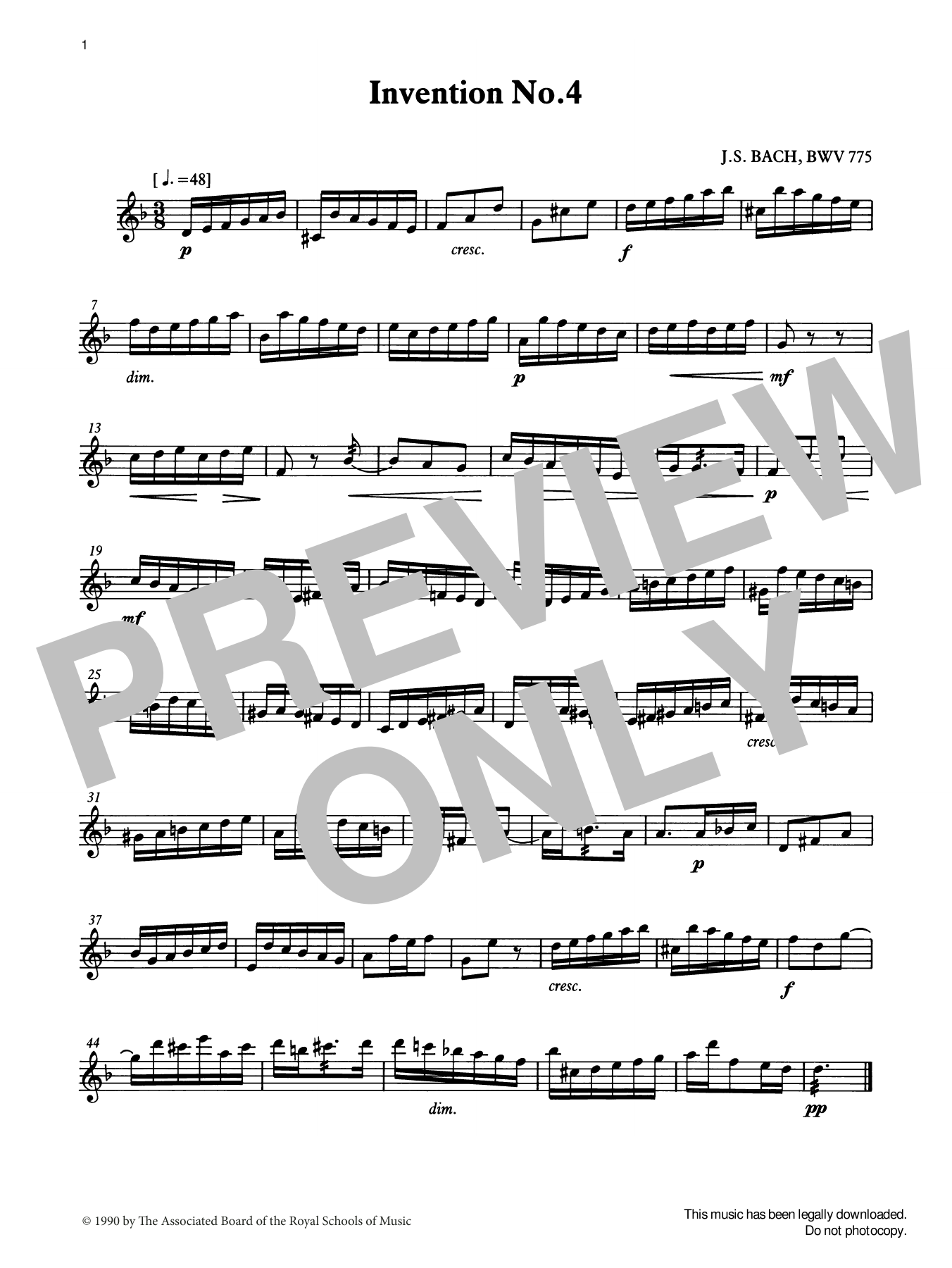 Learn to play J. S. Bach Invention No.4 from Graded Music for Tuned Percussion, Book III sheet music for Percussion Solo in minutes. Price: 4.4900$ J. S. Bach Invention No.4 from Graded Music for Tuned Percussion, Book III sheet music notes and chords arranged for Percussion Solo