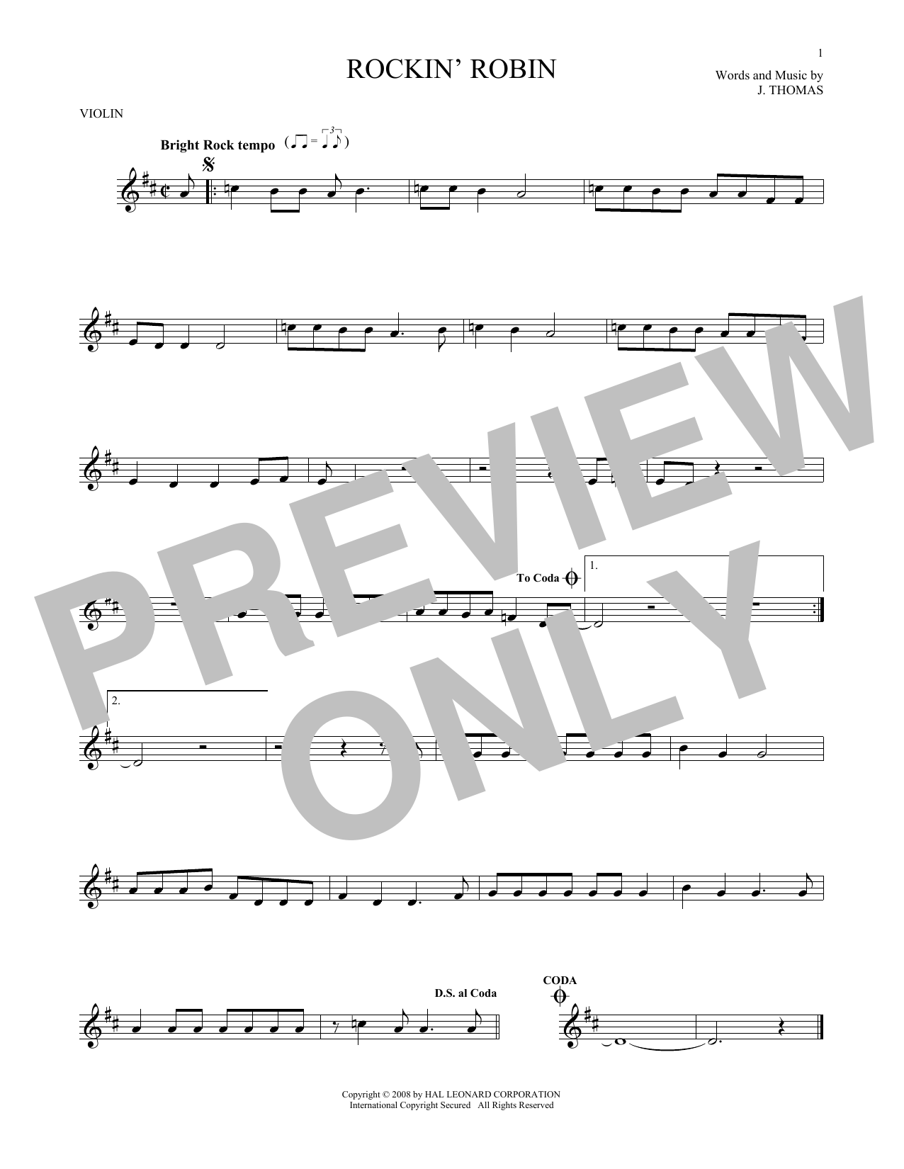 Learn to play J. Thomas Rockin' Robin sheet music for Alto Sax Solo in minutes. J. Thomas Rockin' Robin sheet music notes and chords. Download Printable PDF.