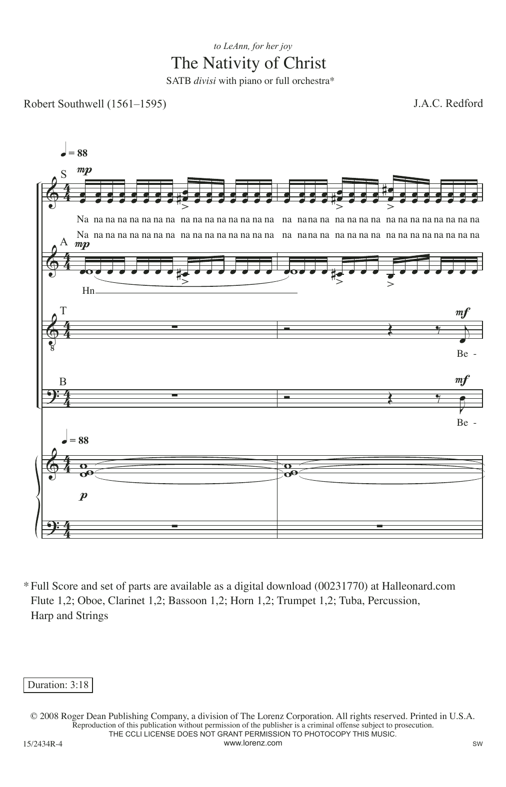 Learn to play J.A.C. Redford The Nativity Of Christ sheet music for SATB Choir in minutes. Price: 3.9900$ J.A.C. Redford The Nativity Of Christ sheet music notes and chords arranged for SATB Choir