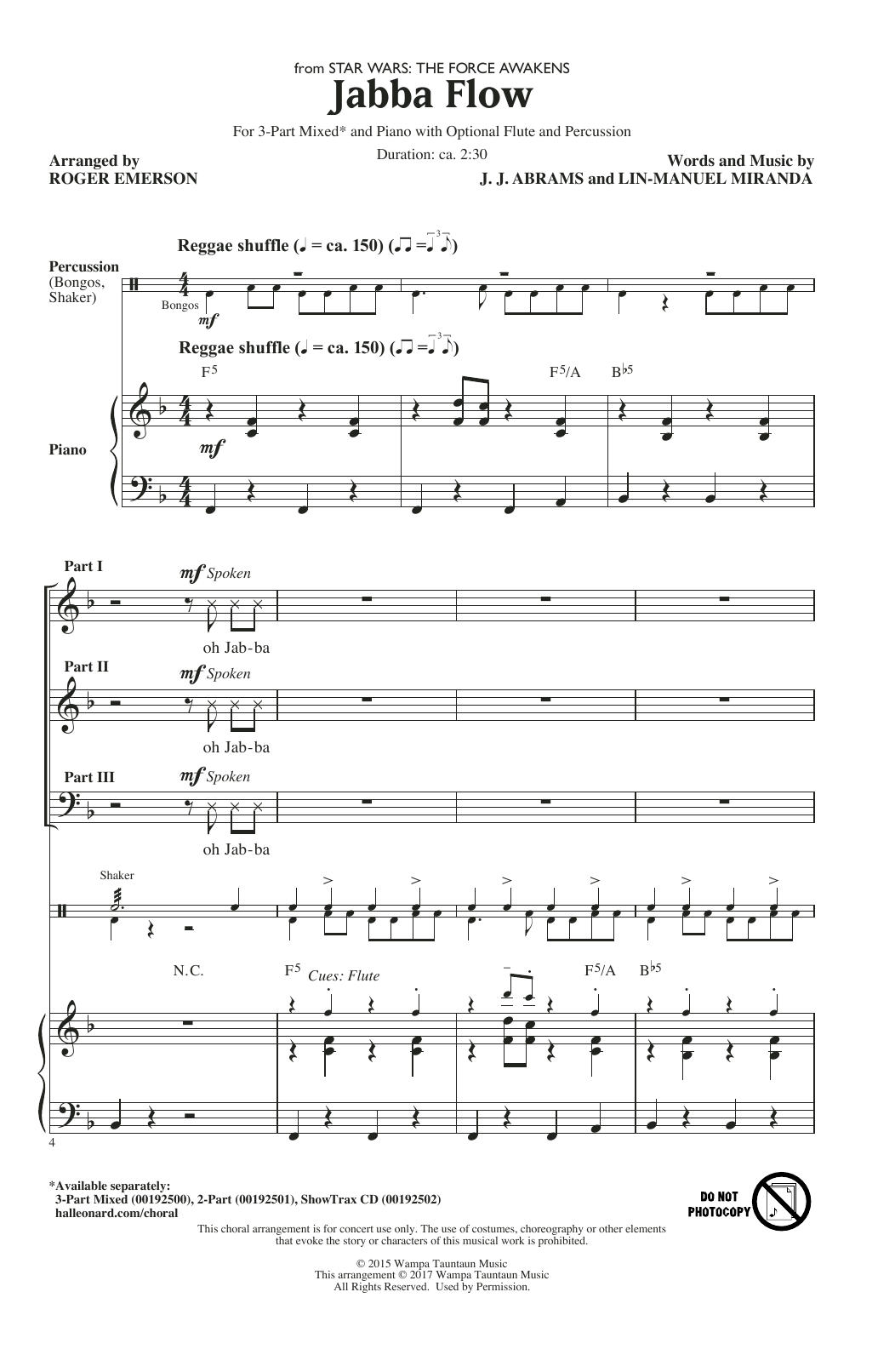 Roger Emerson Jabba Flow (from Star Wars: The Force Awakens) sheet music notes and chords. Download Printable PDF.