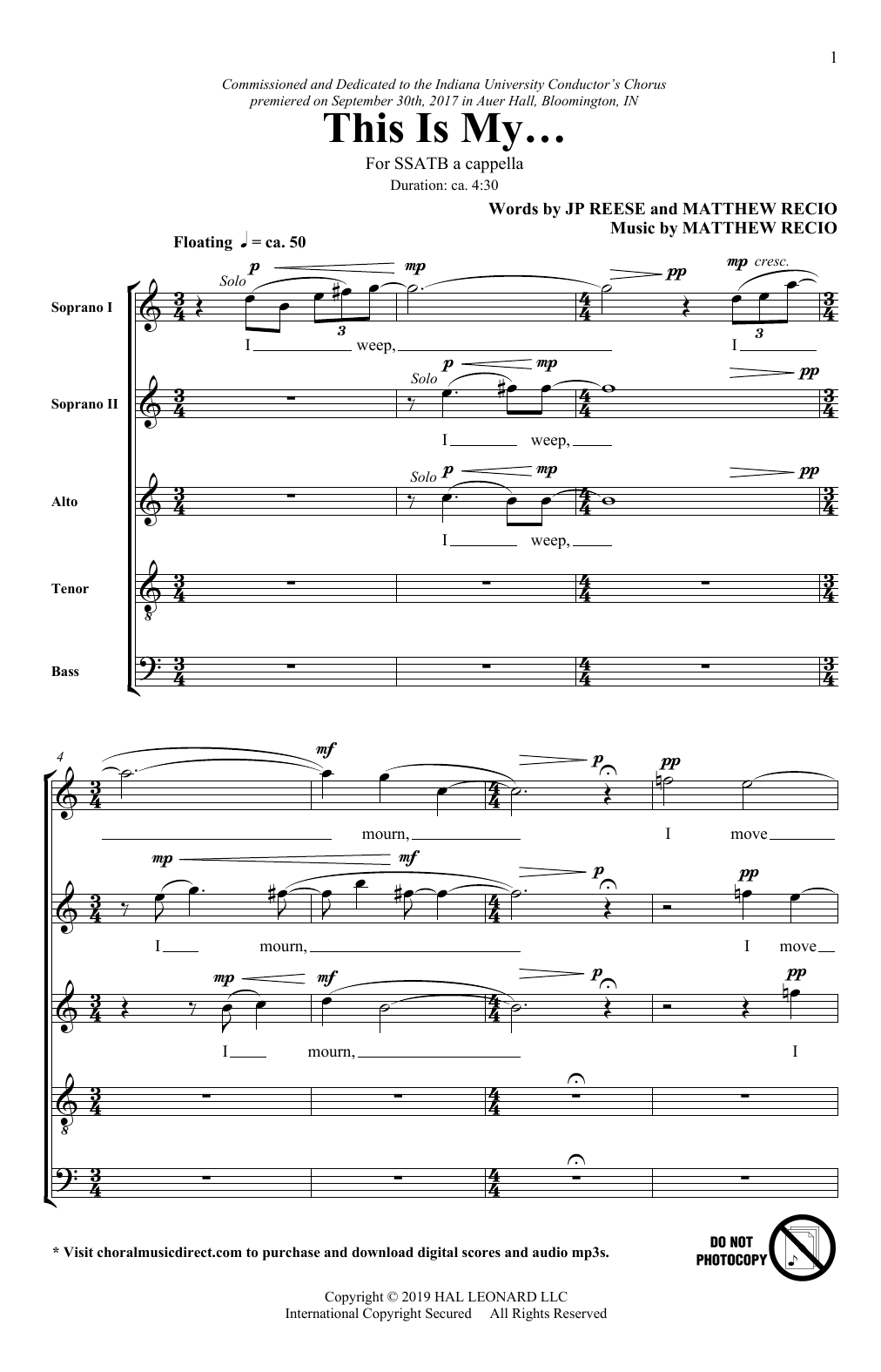 Learn to play J.P. Reese and Matthew Recio This Is My... sheet music for SATB Choir in minutes. Price: 3.9900$ J.P. Reese and Matthew Recio This Is My... sheet music notes and chords arranged for SATB Choir