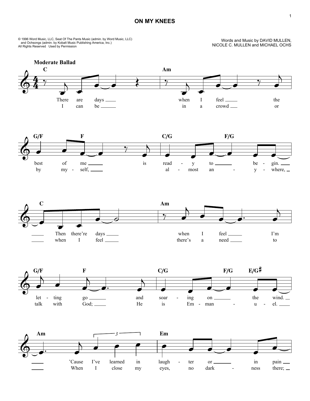 Jaci Velasquez On My Knees sheet music notes and chords. Download Printable PDF.