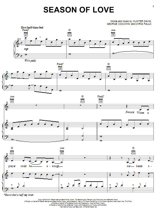 Jaci Velasquez Season Of Love sheet music notes and chords. Download Printable PDF.