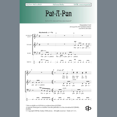 Jack Halloran & Dick Bolks Download Printable PDF Score Easily Download Jack Halloran & Dick Bolks Printable PDF piano music notes, guitar tabs for SATB Choir. Transpose or transcribe this score in no time - Learn how to play song progression.