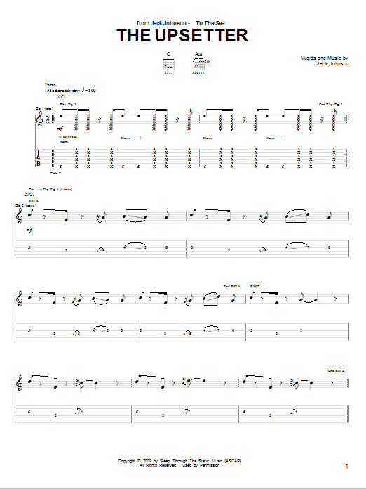 Jack Johnson The Upsetter sheet music notes and chords. Download Printable PDF.